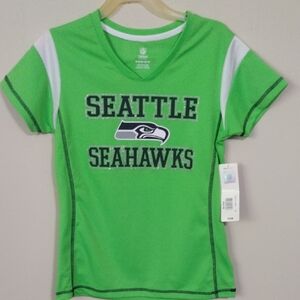 Seattle Seahawks Kids Green and White Tee